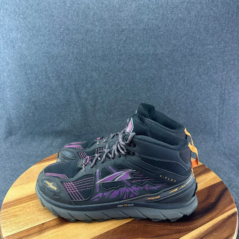Altra Lone Peak V-Flex AFW1755H-1 Mid Black Purple Hiking Shoes Women's Sz 10.5